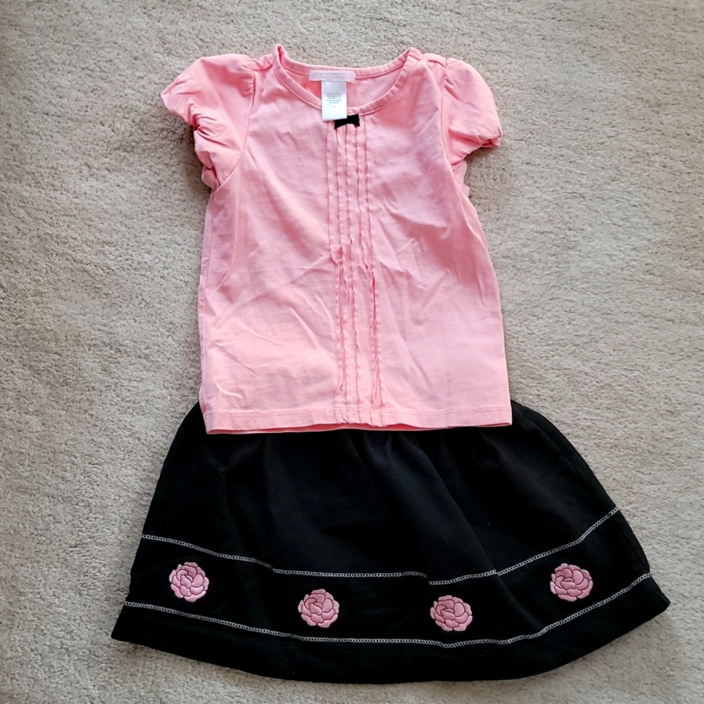 Janie and Jack Pink and Black skirt combo